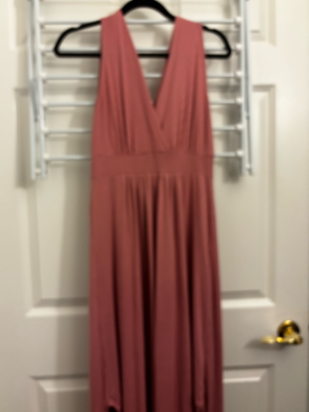Sleeveless V-Neck Maxi Soft Jersey Dress in Dusty Rose